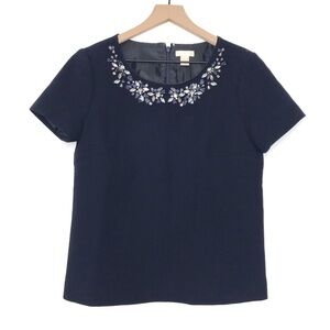 J.CREW COLLECTION Jewel Neck Short Sleeve Blouse Top 0